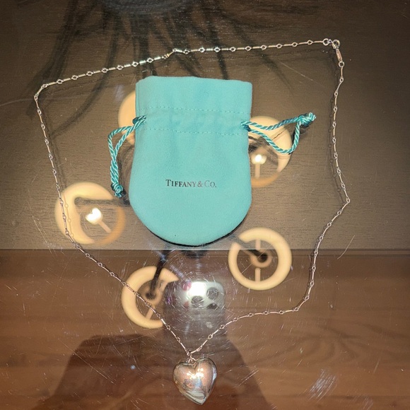 Tiffany & Co. Jewelry - Tiffany & Co. Silver Ziegfeld Heart Pendant Necklace and pouch